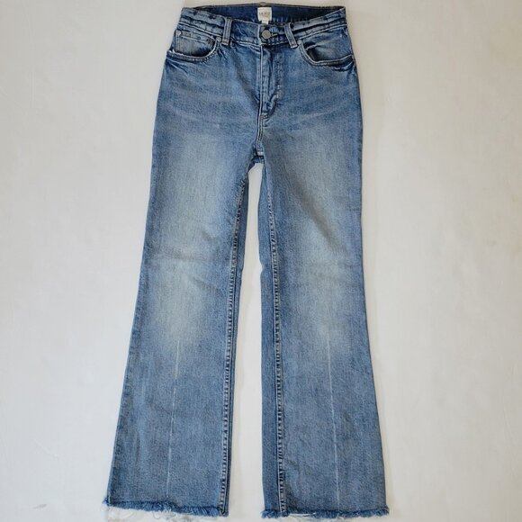 La Vie Rebecca Taylor High Rise Cropped Flare Raw Fray Hem Jean - Picture 2 of 12
